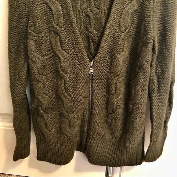 The Loft Olive Green or Army Green Cardigan Sweater- Petite Size M- Like New! - Picture 3 of 6
